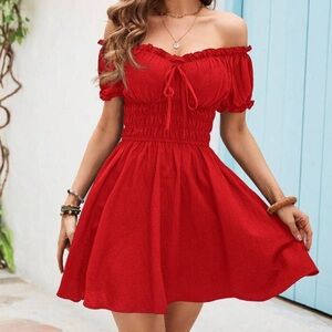 SHEIN Red Off-Shoulder Mini Dress